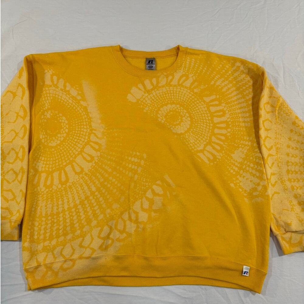 VTG Reworked Yellow Bleach Dyed Sweatshirt Size XXL Unisex Streetwear